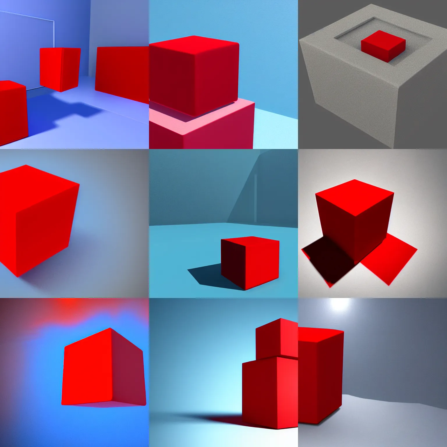 Prompt: a red cube on top of a blue cube 3d rendering unreal engine