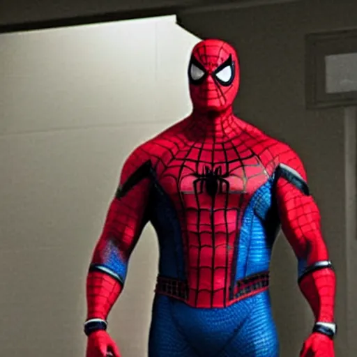 Image similar to Dwayne Johnson as Spiderman , an film still