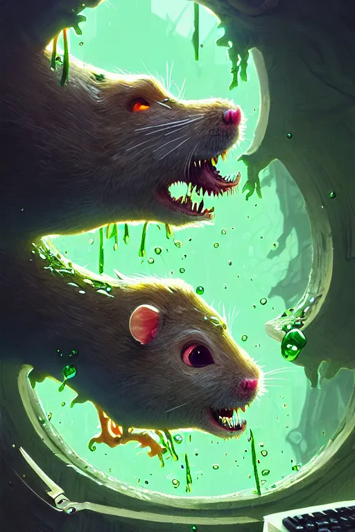 Image similar to a detailed illustration of a giant hamster monster destroying a school, green slime dripping from the hamster, intricate, horror, highly detailed, digital painting, trending on artstation, smooth, sharp focus, illustration, art by greg rutkowski, loish, rhads, makoto shinkai and lois van baarle, ilya kuvshinov, rossdraws