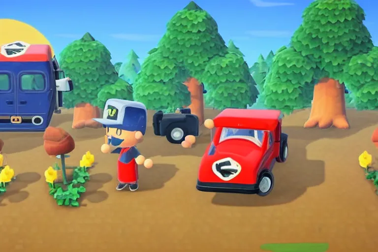 Prompt: tel missile truck in animal crossing