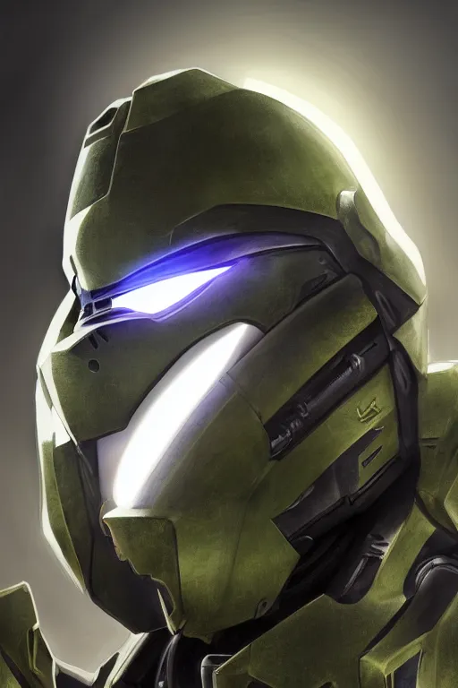 Image similar to robot ninja mask helmet halo master chief radiating a glowing aura global illumination ray tracing hdr fanart arstation by ian pesty and katarzyna da „ bek - chmiel