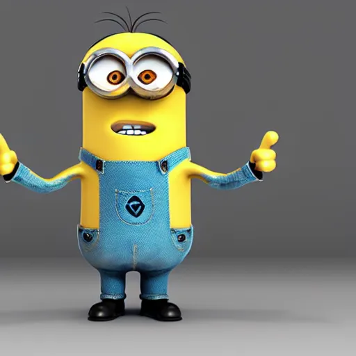 Image similar to a 3d render of a minion in the backrooms , unsettling