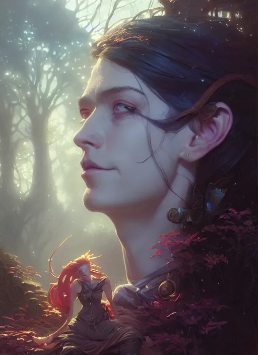 Prompt: Highly detailed portrait of Jinx, Stephen Bliss, unreal engine, fantasy art by Greg Rutkowski, Loish, Rhads, ferdinand knab, Makoto Shinkai and Lois van baarle, ilya kuvshinov, rossdraws, Tom Bagshaw, alphonse mucha, global illumination, radiant light, detailed and intricate environment