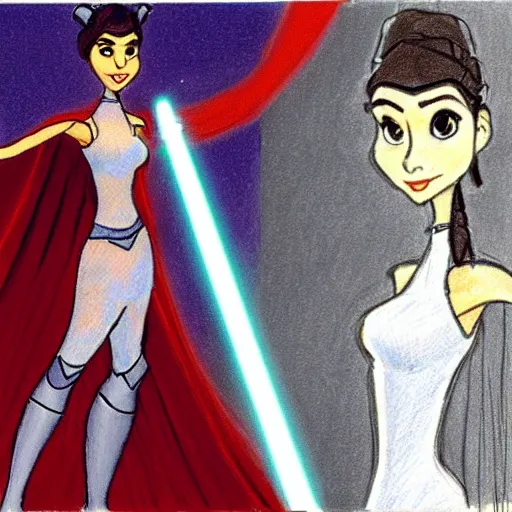 Image similar to milt kahl sketch of victoria justice as princess padme in star wars episode 3