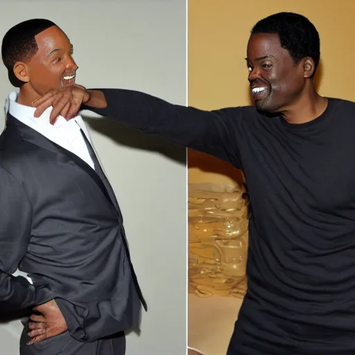 Image similar to 3 d printed will smith smacking chris rock