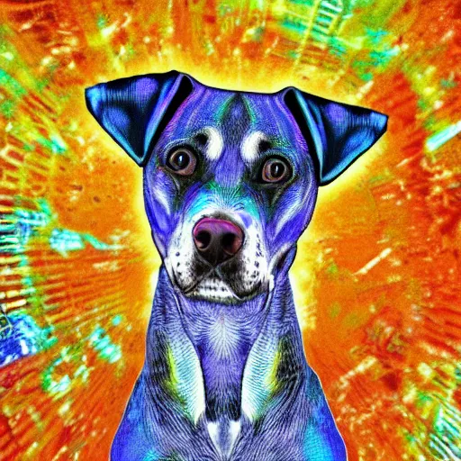 Prompt: those google deep dream images made of dogs