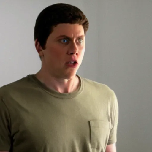 Image similar to Live Action Still of Jerma in Superbad, real life, hyperrealistic, ultra realistic, realistic, highly detailed, epic, HD quality, 8k resolution, body and headshot, film still