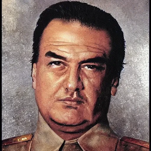 Image similar to Steven Seagal dressed as a soviet commander, realistic portrait.