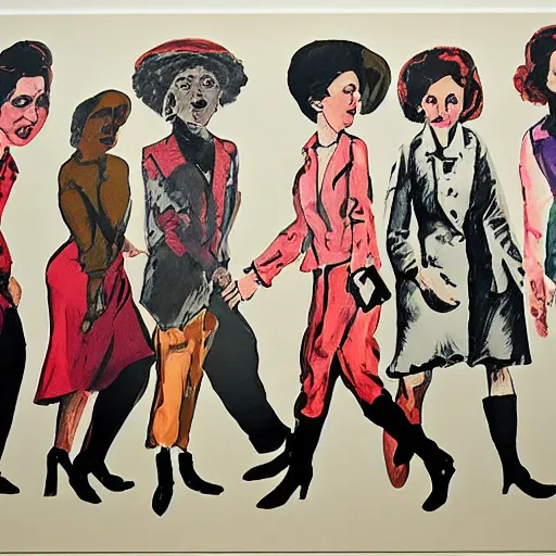 Image similar to feminist revolution, lisbon city at night, art in the style of paula rego