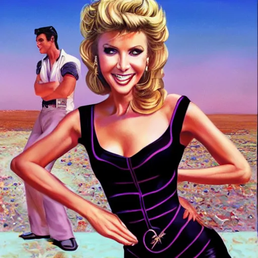 Image similar to Olivia Newton-John as Sandy in Grease, by Mark Brooks, Donato Giancola, Victor Nizovtsev, Scarlett Hooft Graafland, Chris Moore