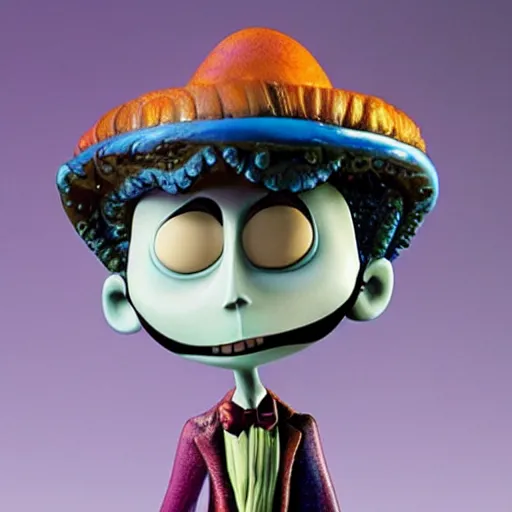 Prompt: Tim Burton as a Pixar figurine, vibrant, hyperrealistic, Maximalism, mystical, ornate, Intricate