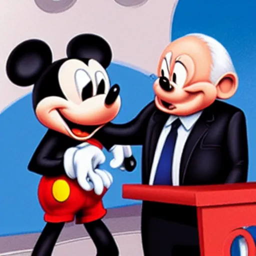 Image similar to bernie sanders choking mickey mouse