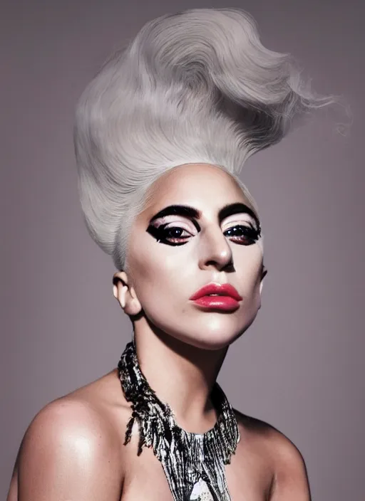 Image similar to lady gaga vogue photoshoot by nick knight editorial studio lighting Highly realistic. High resolution. Highly detailed. Dramatic. 8k.4k.