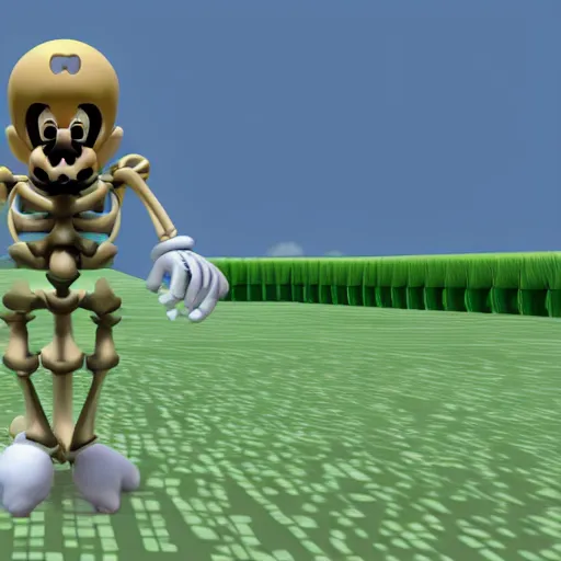 Image similar to A skeleton in the game Super Mario 64, unreal engine, highly detailed, 8k