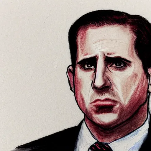 Prompt: bad police sketch of michael scott