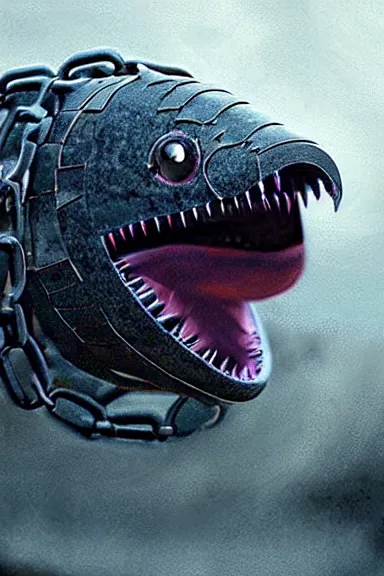 Image similar to very very intricate photorealistic photo of a chain chomp in an episode of game of thrones, photo is in focus with detailed atmospheric lighting, award - winning details