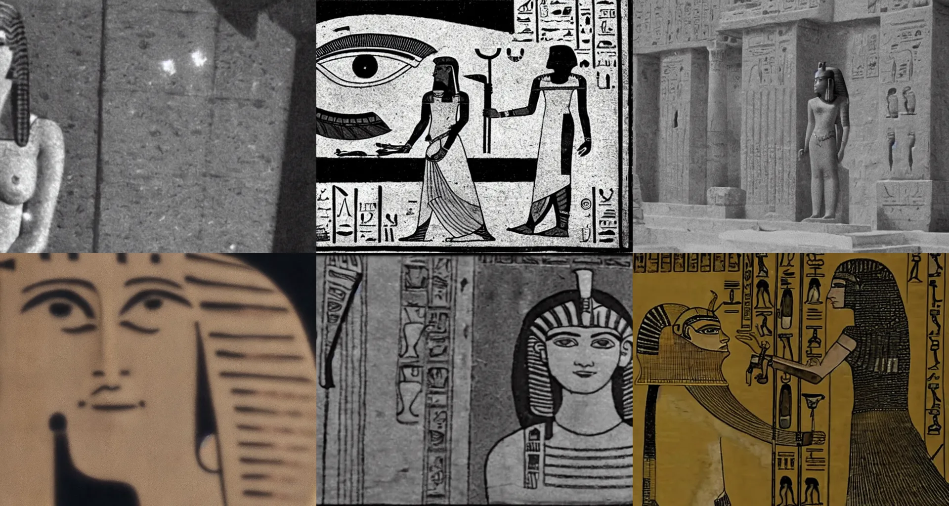 Prompt: CCTV footage of Cleopatra in ancient Egypt