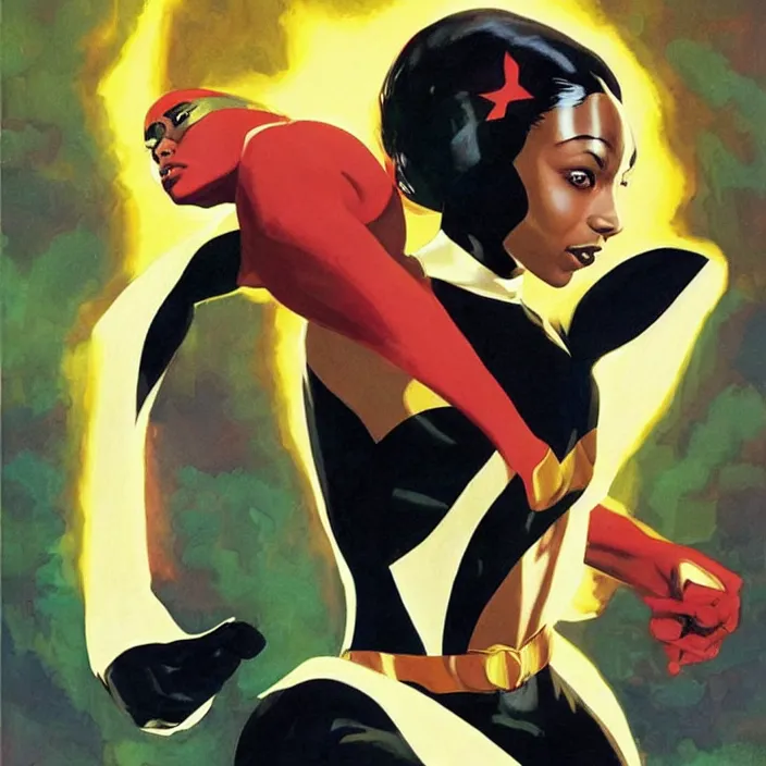 Prompt: sade adu as one of the x-men, painting by alex ross,