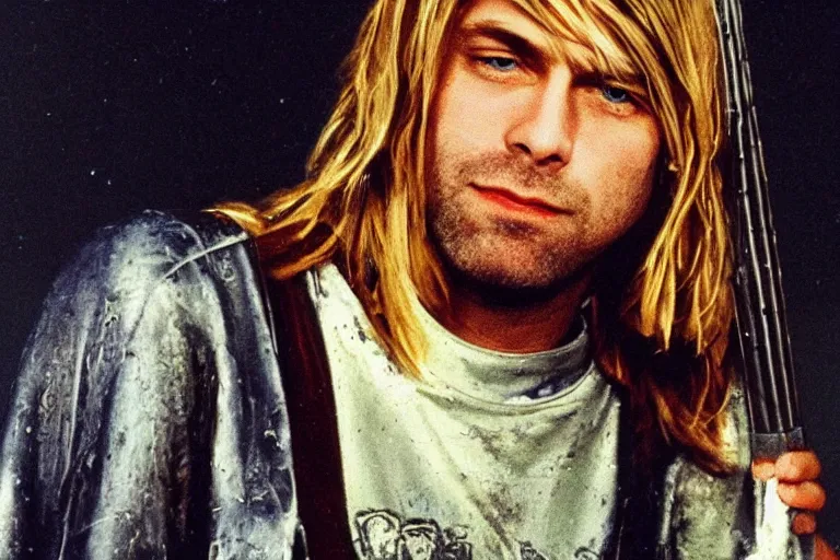 Prompt: kurt cobain as a knight