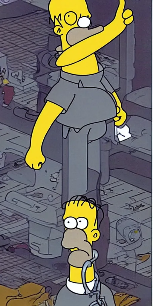 Image similar to homer simpson in the movie the terminator 1 9 8 4