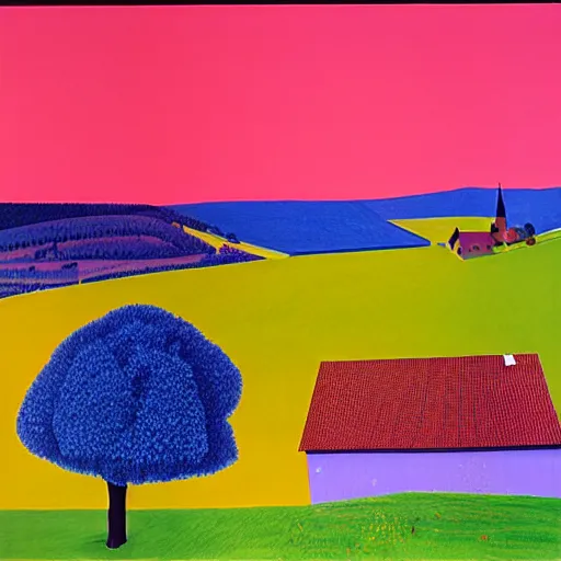 Prompt: david hockney dreams burg güssing südburgenland