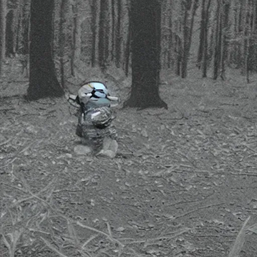 Image similar to yoda caught on a nightvision trailcam in a swamp