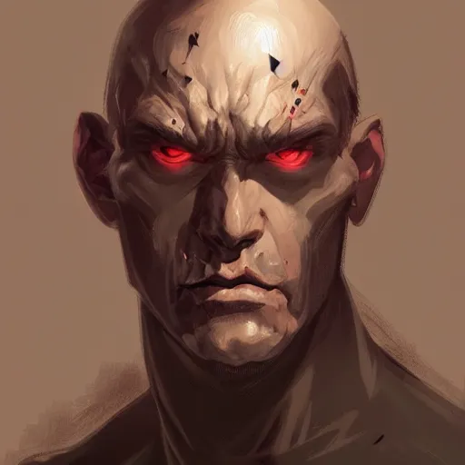 Image similar to portrait bald man, black spikes through his eyes, official fanart behance hd artstation by jesper ejsing