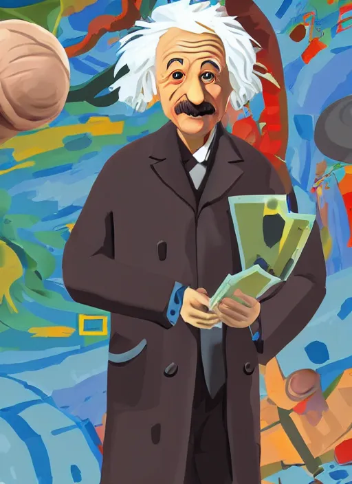 Prompt: Albert Einstein in the risk of rain 2 style