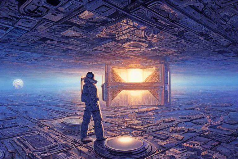 Prompt: inside a multi - dimensional tesseract, portrait of a cyberpunk astronaut, fantasy landscape, by rob gonsalves, very detailed, ultra realistic, vast expanse, photorealistic, volumetric lighting, artstation, 8 k