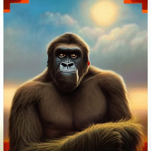 Image similar to king kong portrait, Pixar style, by Tristan Eaton Stanley Artgerm and Tom Bagshaw.