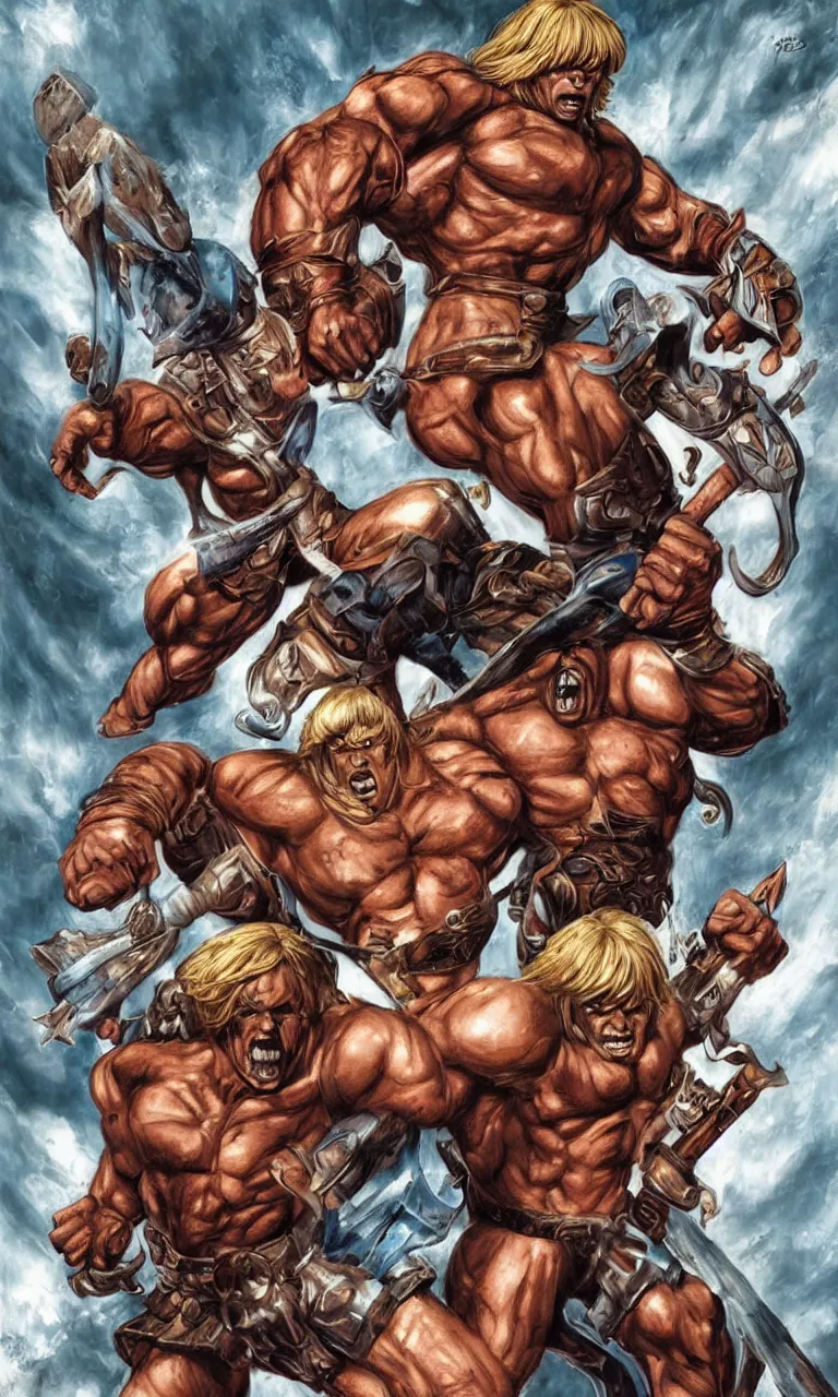 Image similar to he - man character design by lee bermejo