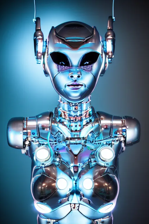 Image similar to detailed photo of the half - cybernetic robocatgirl, symmetry, awesome exposition, very detailed, highly accurate, intricate, professional lighting diffracted lightrays, 8 k, sense of awe, science magazine cover