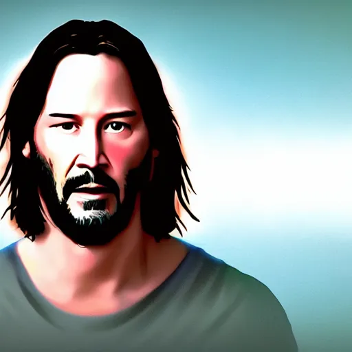 Prompt: Keanu reeves As Jesus Christ digital art