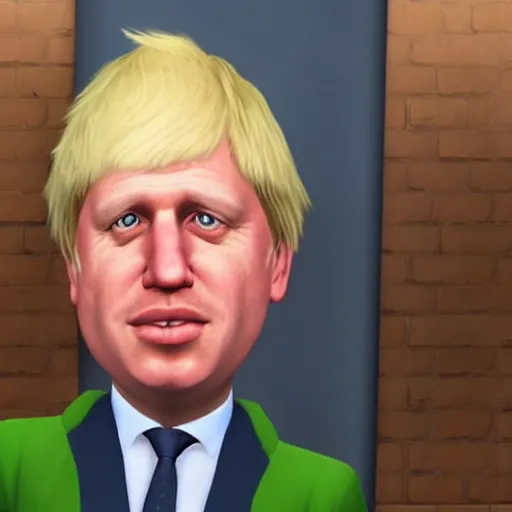 Image similar to a screenshot of boris johnson in the sims 4 3 d rendering. unreal engine. amazing likeness. very detailed. cartoon caricature