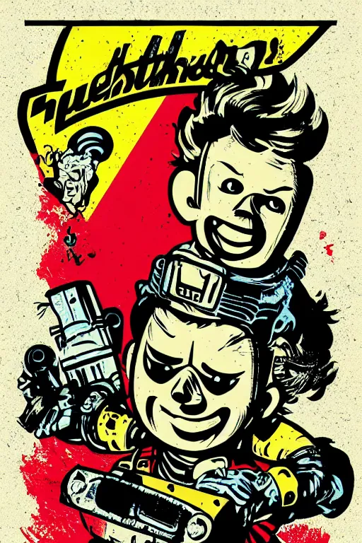 Image similar to fallout 7 6 retro futurist illustration art by butcher billy, sticker, colorful, illustration, highly detailed, simple, smooth and clean vector curves, no jagged lines, vector art, smooth andy warhol style