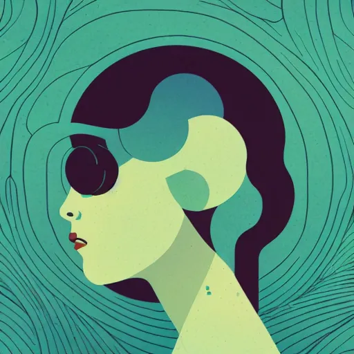 Prompt: minimalist logo icon for a wandering mind, retro psychology, victo ngai, kilian eng, lois van baarle, artstation