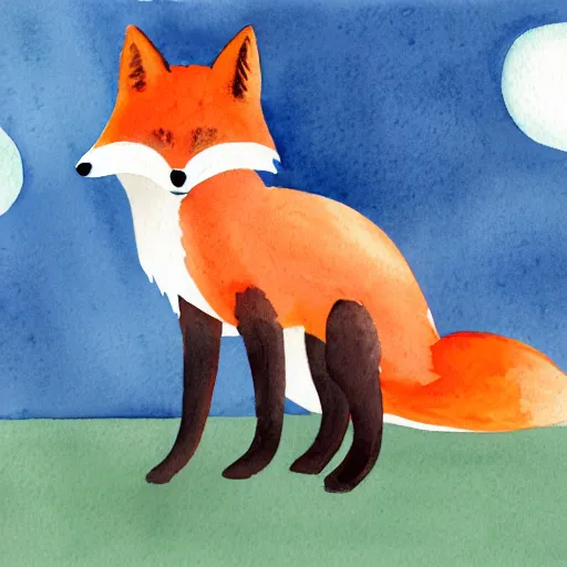 Image similar to watercolor, children book illustration, fox, white background