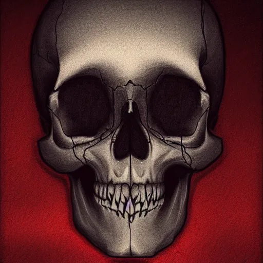 Prompt: drawing of a skull, digital art, dramatic lighting, ultra detail, creepy, book cover