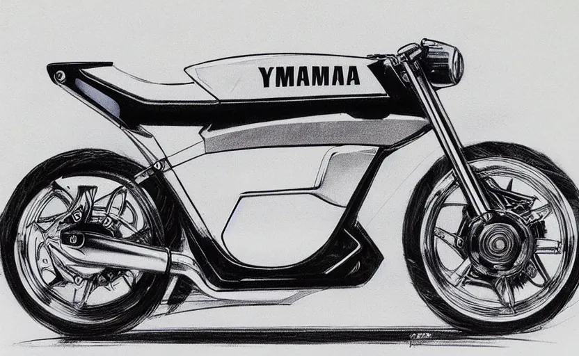 Image similar to 1 9 7 0 s yamaha motorcycle concept, sketch, art,