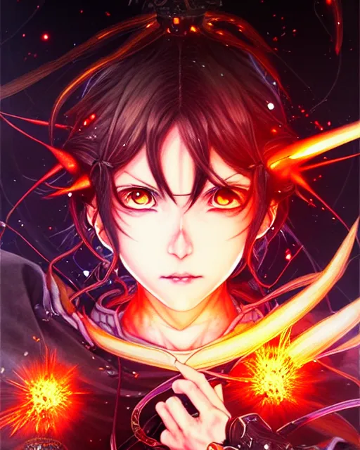 Image similar to megumin casts explosion, an ultrafine detailed painting by ayami kojima, cgsociety, fantasy, anime digital art, lovecraftian, cosmic horror, detailed painting