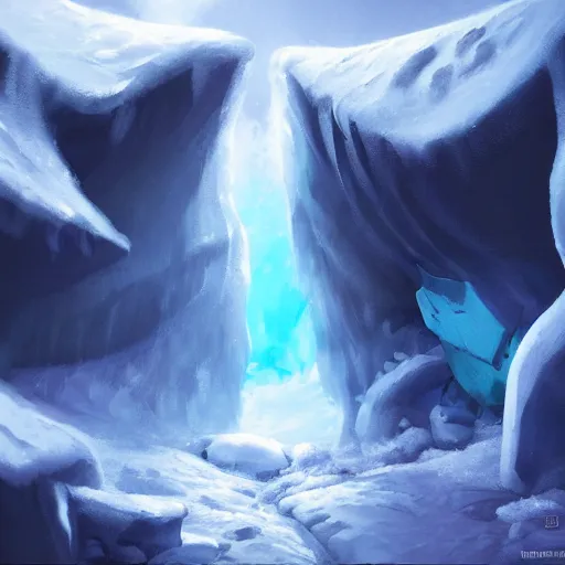 Image similar to ice cave, digital paintting, artstation, high quality