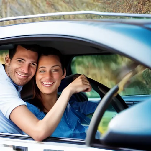 Prompt: couple in a car