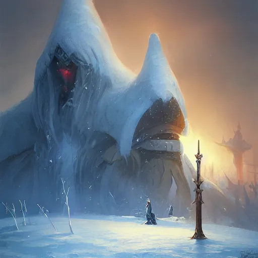 Prompt: the emperor of frost by andreas rocha, a cold warrior