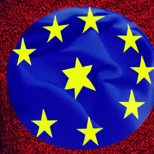 Image similar to the eu flag but the stars are replaced with crowns