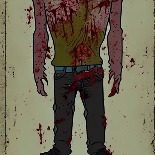 Prompt: rick from the walking dead as a a zombie