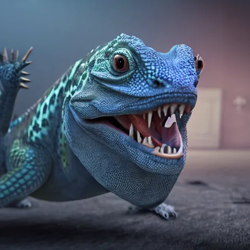 Image similar to Boris Johnson with Lizard body, realistic artstyle, wide shot, dramatic lighting, octane render, hyperrealistic, high quality, highly detailed, HD, beautiful, cinematic, 8k, unreal engine, facial accuracy, symmetrical