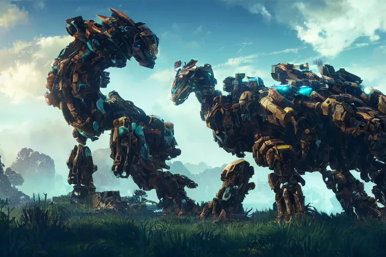 Image similar to shell - walker machine mecha animal beast robot of horizon forbidden west horizon zero dawn bioluminiscence global illumination ray tracing hdr fanart arstation by sung choi and eric pfeiffer and gabriel garza and casper konefal