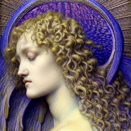 Image similar to detailed realistic beautiful young radiant medieval angel queen portrait by jean delville, gustave dore and marco mazzoni, art nouveau, symbolist, visionary, gothic, pre - raphaelite, horizontal symmetry