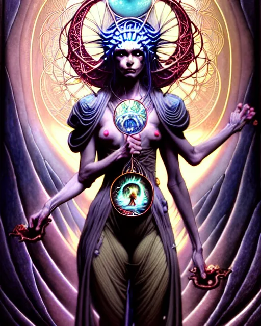 Image similar to temperance the tarot card, fantasy character portrait made of fractals, ultra realistic, wide angle, intricate details, the fifth element artifacts, highly detailed by peter mohrbacher, hajime sorayama, wayne barlowe, boris vallejo, aaron horkey, gaston bussiere, craig mullins