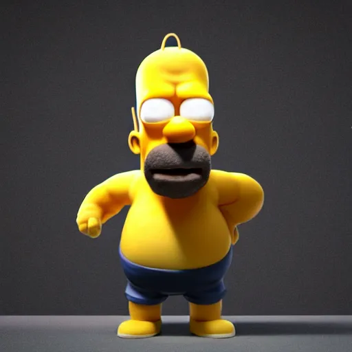 Image similar to A volumetric octane render portrait of Homer Simpson.